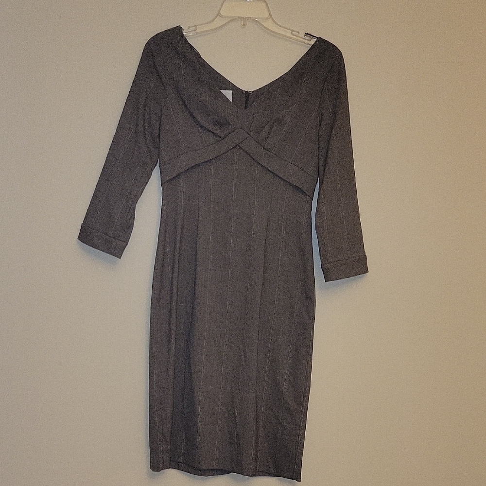 Donna Morgan Charcoal Long Sleeve Dress Sz 2 Semi Fitted Business